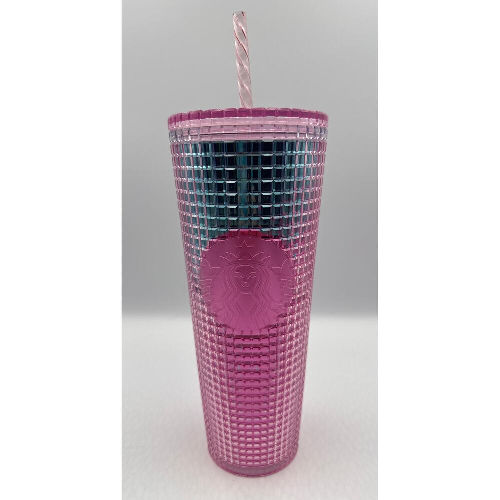 Starbucks 2021 Summer Pink and Blue Grid Venti 24oz Tumbler